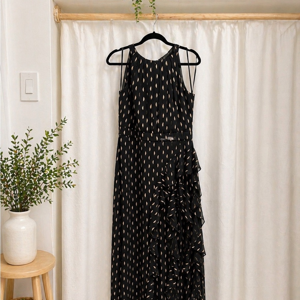Chic Black and Gold High Low Dress